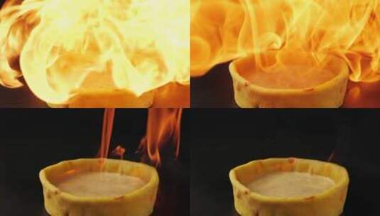 蛋挞盘挞火焰蛋挞液创意高清在线视频素材下载