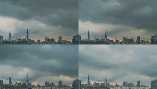 南京暴雨前云海翻涌中的紫峰大厦高清在线视频素材下载