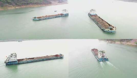长江上的货运轮船高清在线视频素材下载