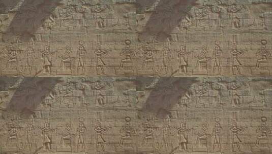 布满雕刻的神庙墙壁高清在线视频素材下载
