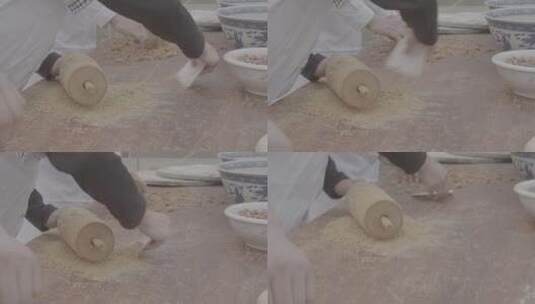 五仁烤饼制作工艺LOG高清在线视频素材下载