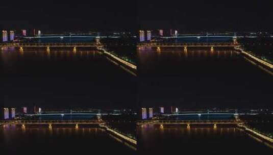 湖北襄阳汉江大桥夜景高清在线视频素材下载