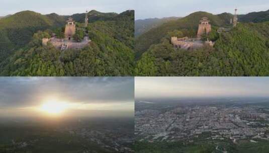 临潼骊山景区景区城市风光航拍高清在线视频素材下载