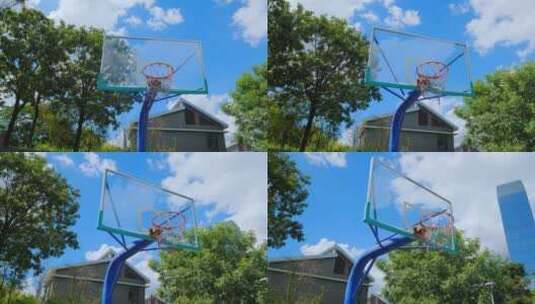 社区校园篮球场高清在线视频素材下载