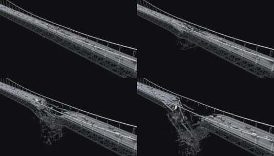 4k大桥倒塌动画视频素材 (4)高清在线视频素材下载