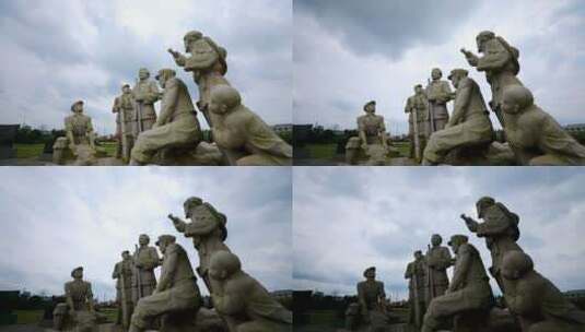 雕塑：开挖水井雕塑延时高清在线视频素材下载