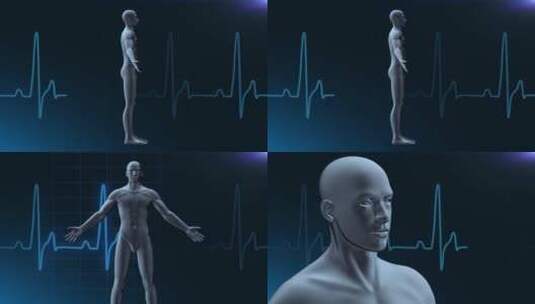 心电图人体健康医疗概念高清在线视频素材下载
