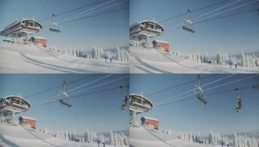 高山滑雪场缆车高清在线视频素材下载