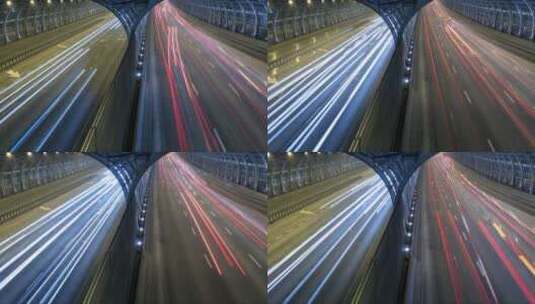 高速公路来往车流的延时摄影高清在线视频素材下载