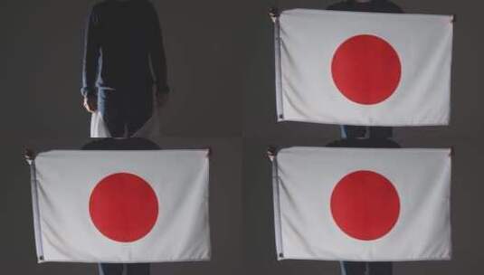 手持日本国旗的体育迷高清在线视频素材下载