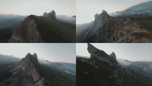无人机飞越意大利阿尔卑斯山高清在线视频素材下载