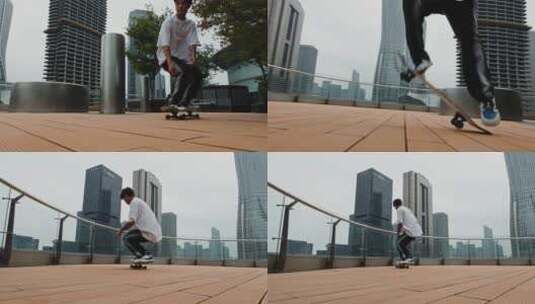 杭州板仔街头滑板高清在线视频素材下载