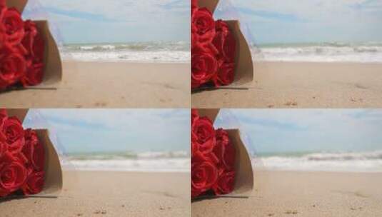海边玫瑰花束高清在线视频素材下载