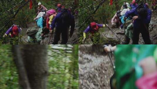 雨崩户外徒步登山高清在线视频素材下载