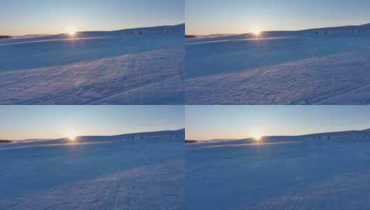呼伦贝尔草原冬季雪原白毛风高清在线视频素材下载