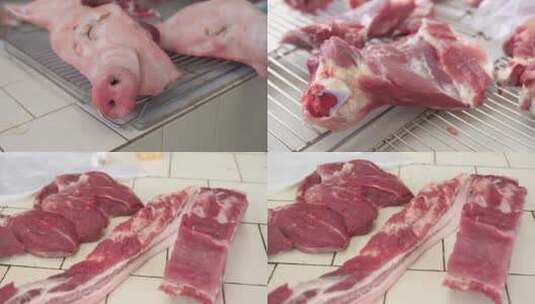 农村猪肉档口卖猪肉高清在线视频素材下载