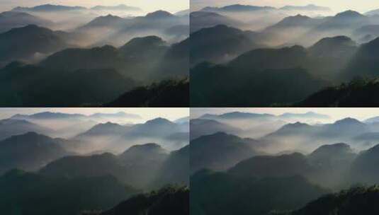 晨曦中的云雾高山峻岭唯美空镜高清在线视频素材下载