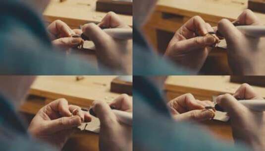 匠人手工制作戒指高清在线视频素材下载