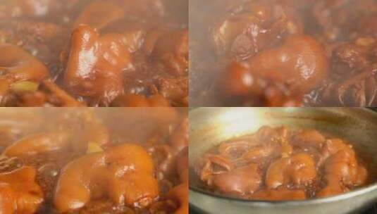 美味的中华美食红烧猪蹄4K高清在线视频素材下载