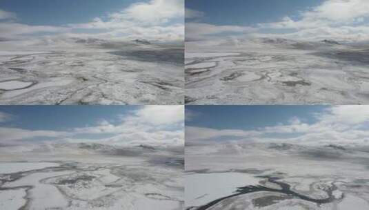 航拍高原雪后蓝天下的绝美风景高清在线视频素材下载
