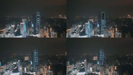 4K重庆观音桥商圈夜景航拍高清在线视频素材下载