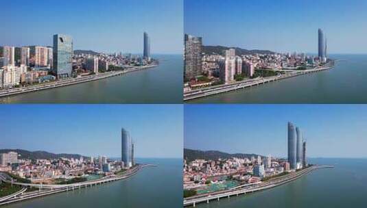 福建省厦门双子塔城市环境高清在线视频素材下载