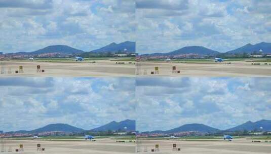 厦门高崎国际机场飞机跑道上准备起飞的航班高清在线视频素材下载