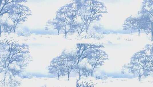 唯美风景唯美下雪雪树年会背景雪的主题高清在线视频素材下载