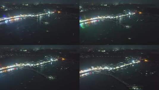 涠洲岛南湾夜景航拍 广西北海高清在线视频素材下载