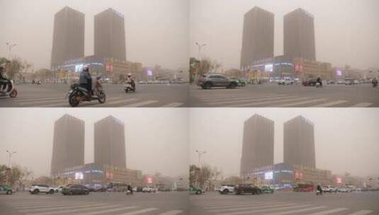 大城市里的沙尘暴高清在线视频素材下载
