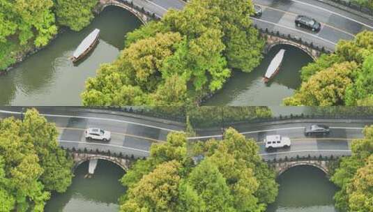 4k航拍浙江杭州雨中西湖高清在线视频素材下载