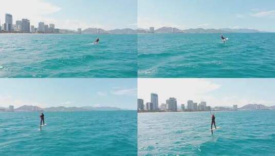 海边风筝冲浪拍摄高清在线视频素材下载