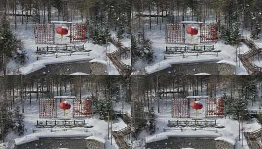 黑龙江雪乡冬季风光航拍高清在线视频素材下载