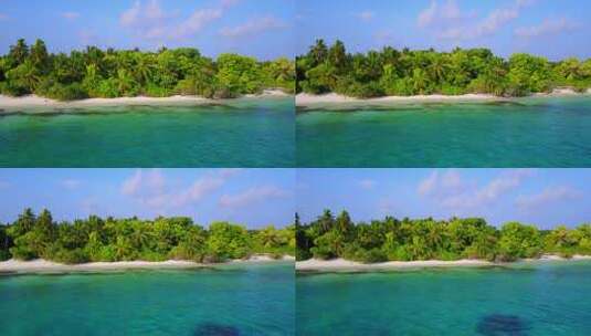 日间空中岛屿视图，白色天堂海滩和蓝色大海背景，质量最好4K高清在线视频素材下载