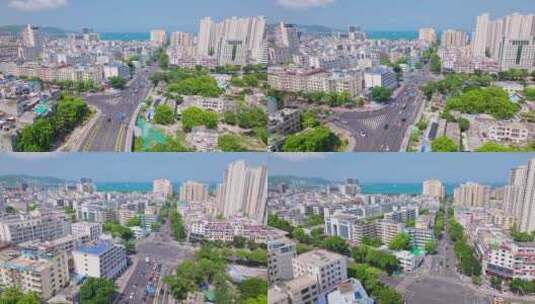 阳光明媚三亚城市风景航拍全景4k中国海南高清在线视频素材下载