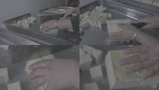 切豆腐特写高清在线视频素材下载