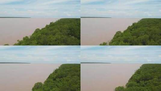 越南南部湄公河三角洲入海溪流，九龙河三角洲高清在线视频素材下载