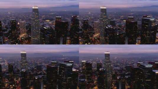 城市航拍联邦银行大厦加州洛杉矶摩天大楼灯高清在线视频素材下载