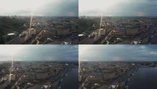 城市空中日落景观高清在线视频素材下载