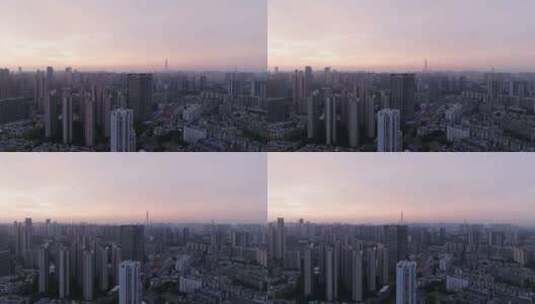 夏日黎明航拍成都市风景日出景观高清在线视频素材下载