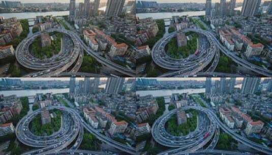 广州洲头咀立交繁忙车流延时摄影4k高清在线视频素材下载