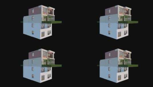 别墅模型外立面生长动画高清在线视频素材下载