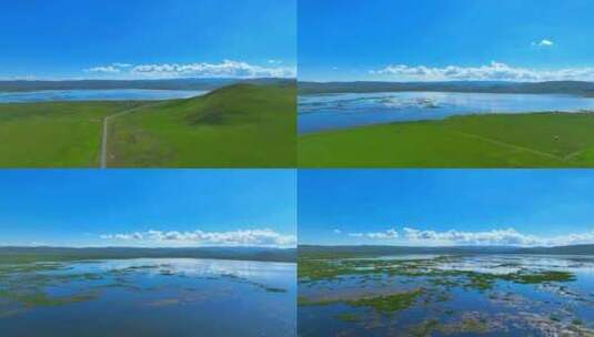 航拍甘肃甘南尕海湿地草原高清在线视频素材下载