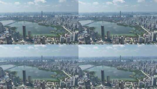武汉武昌新区航拍城市建筑风光鸟瞰市区风景高清在线视频素材下载