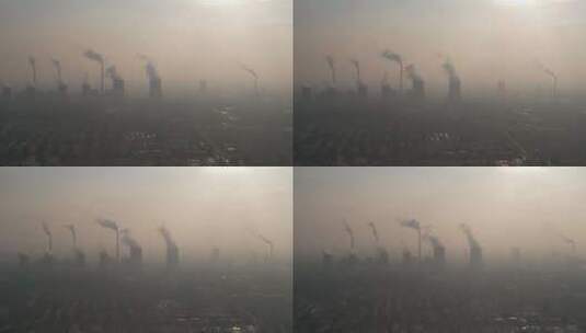环境污染工业排烟雾霾航拍高清在线视频素材下载