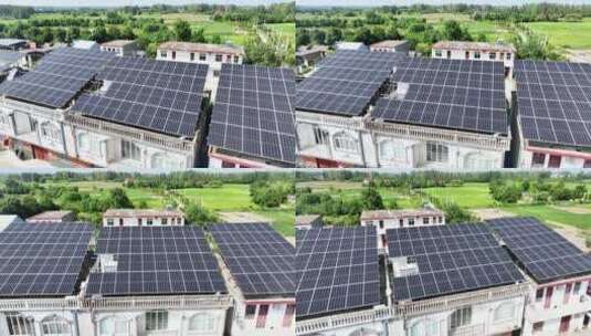农村自建房顶太阳能光伏发电高清在线视频素材下载