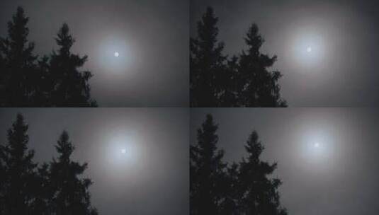 夜晚雾气月亮高清在线视频素材下载
