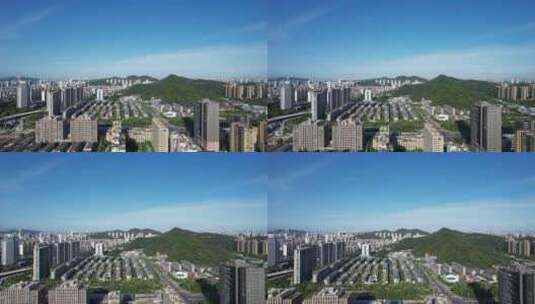 浙江台州城市天际线蓝天白云航拍高清在线视频素材下载