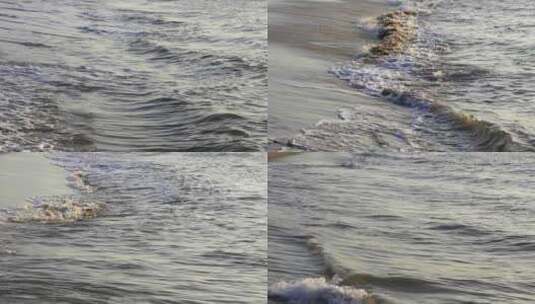 沙滩海水特写潮汐浪花拍打海岸海边涨潮退潮高清在线视频素材下载