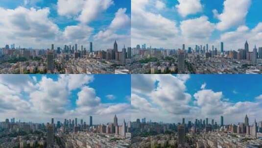 【8K】南京新街口天际线蓝天白云延时高清在线视频素材下载